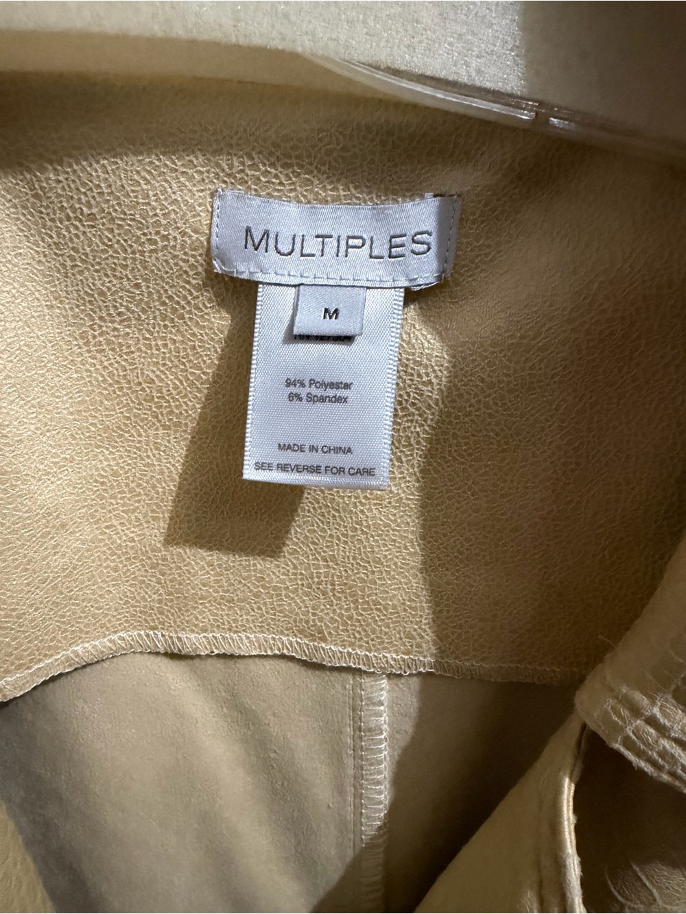 Multiples Cream Textured Zip-Front Decorative-Button Jacket - Picture 2 of 6
